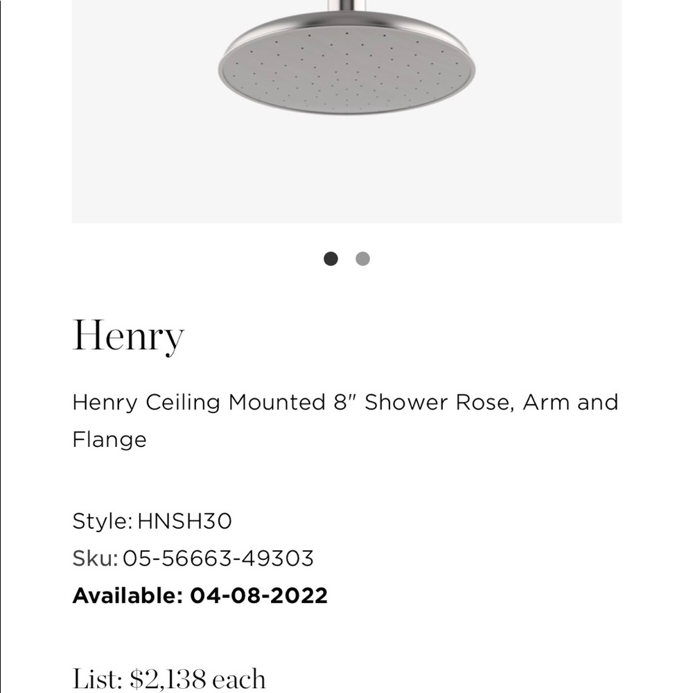 Waterworks Henry Ceiling Mounted 8” Shower Rose ONLY in Matte Nickel